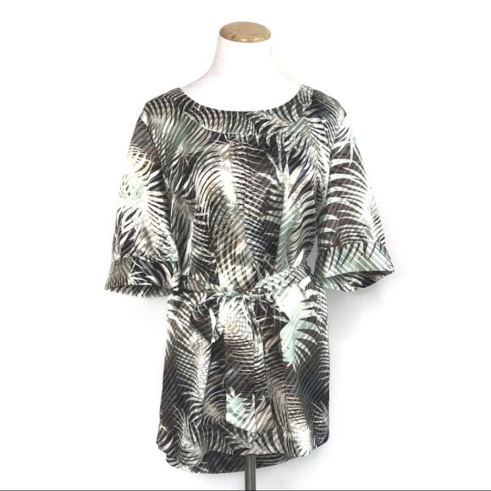 Scott Taylor Palm Leaf Blouse Tunic Dress/Blouse